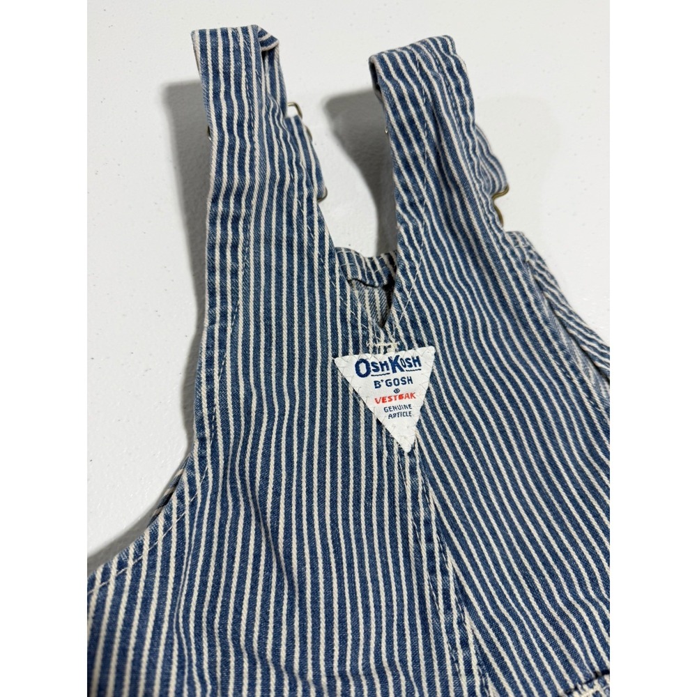Vintage OshKosh Overalls Railroad Stripe Vestbak USA Made Denim 2T - Picture 6 of 7